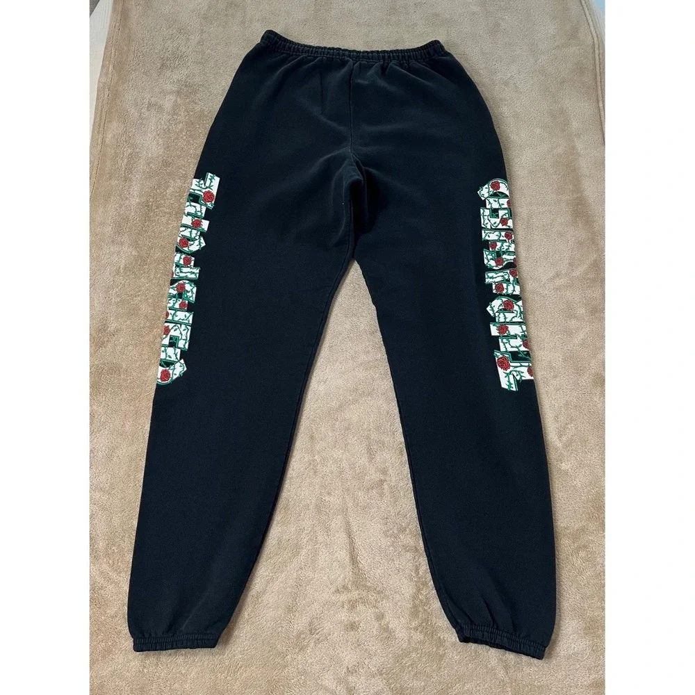 Thrasher Magazine Rose Logo Sweatpants Men's Medium Black Skate Fleece Joggers
